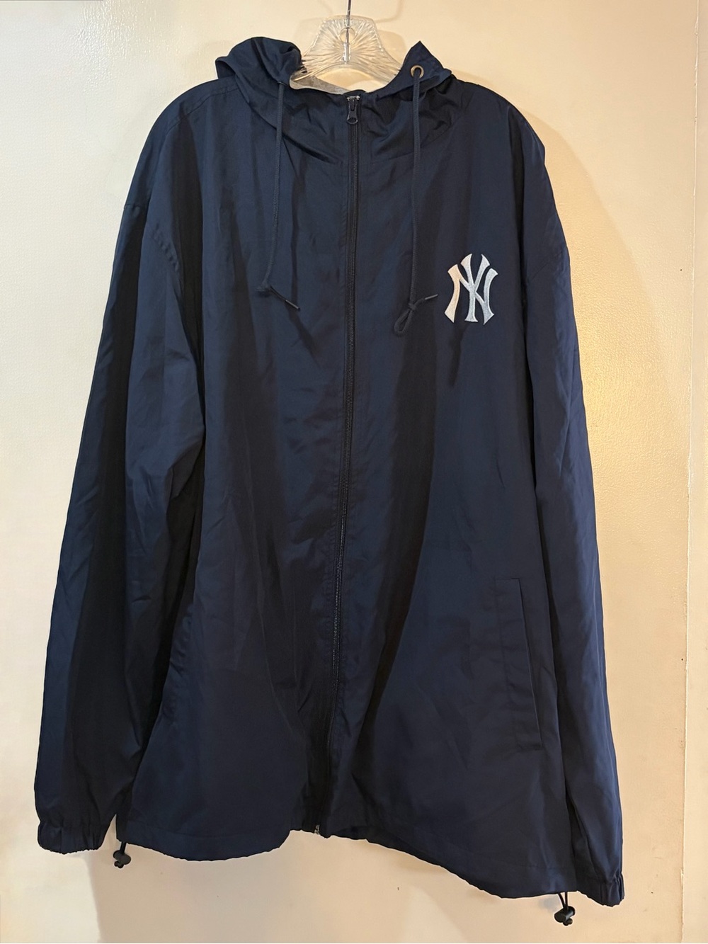 New York Yankees Navy Blue Windbreaker Jacket MLB Genuine Merchandise Mens Sz 2X